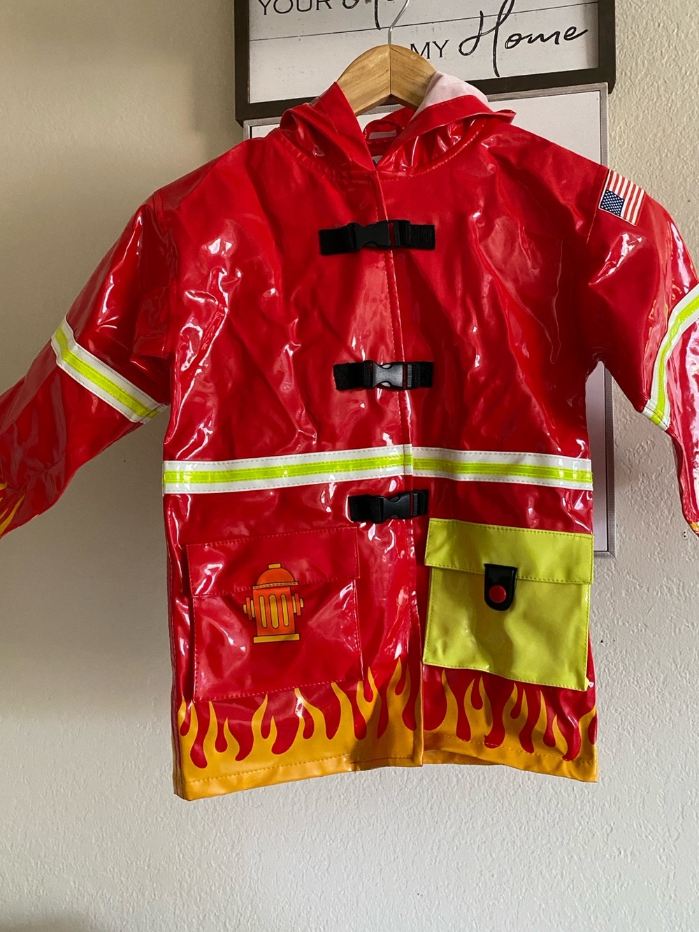 Kidorable Red Glossy Kids Raincoat with Pink Lining